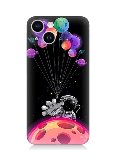 Apple Uyumlu iPhone 13 Silikon Kılıf Astranot Ve Uçan Balonlar