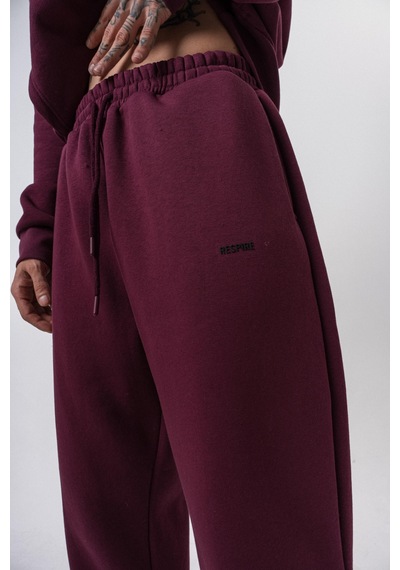 Erkek Respire Yazı Detaylı Basic Baggy Eşofman Altı Vişne