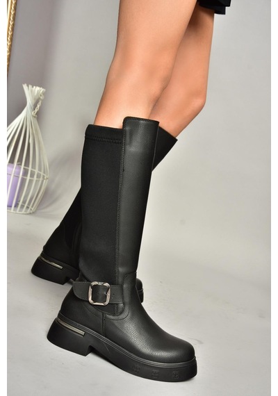 Fox Shoes T996332009 Siyah Dalgıç Kumaş Klasik Çizme Siyah-Suni Deri