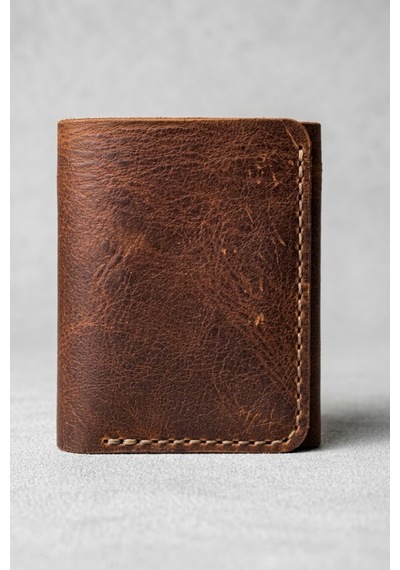 Huggy Craft Crazy Horse Deri Üç Katlı Cüzdan Vintage Kahverengi