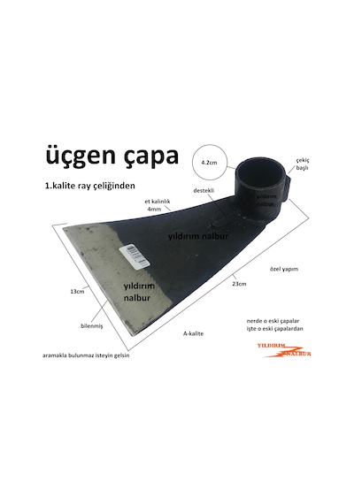 Üçgen Çapa Eskilerden Ray Çelik Bahçe Belleme Tarla Çapa