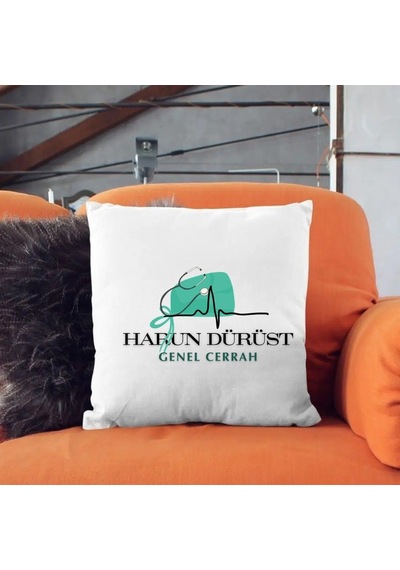 Doktorlara Özel Saten Yastık Kılıfı 35 X 35 Cm İsme Özel Baskılı Doktor Temalı Dekoratif Kırlent Kılıfı İçi Boş Beyaz