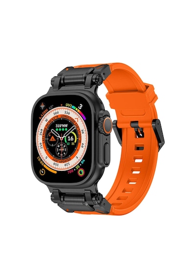 Watch Ultra 49mm Krd-101 Titanyum Metal Başlıklı Silikon Kordon