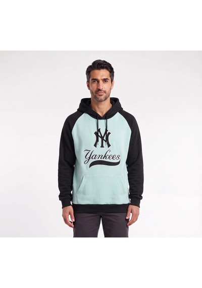 Usa Yankees Yazılı Kapüşonlu Turkuaz Erkek Sweatshirt 12468 Siyah