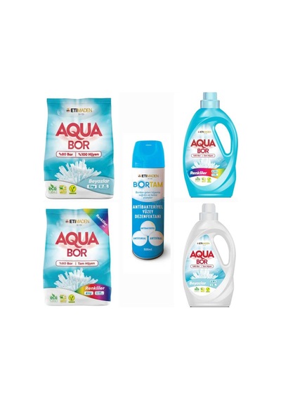 Doğal Çamaşır Deterjanı Aquabor Renkliler Ve Beyazlar İçin 148 Yıkama+ Bortam Dezenfektan 500 Ml 95288255