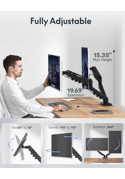 Tr Monitör Tutucu 2 Monitör 17 32 İnç, Kol Başına 2 9 Kg, Siyah