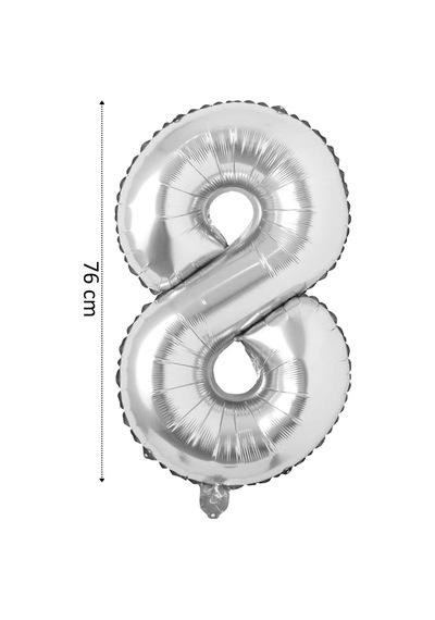 8 Rakam Gri Folyo Balon 34 İnç 76 Cm Gri Gri