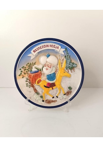 Tabak Seramik Nasreddin Hoca Ve Eşşeği Duvar Masa Süsü Dekor