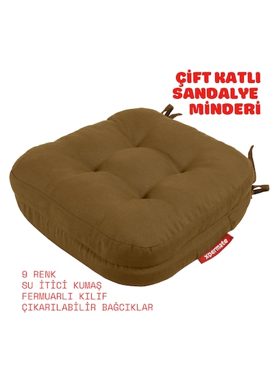 Xpermate Çift Kat Sandalye Minderi 42x42x8 Kahverengi