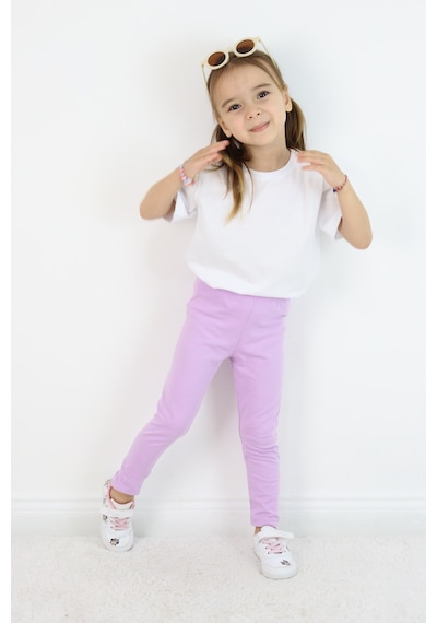 Miababy Basic Kız Çocuk Tayt %100 Pamuk 6 Ay 5 Yaş Mor