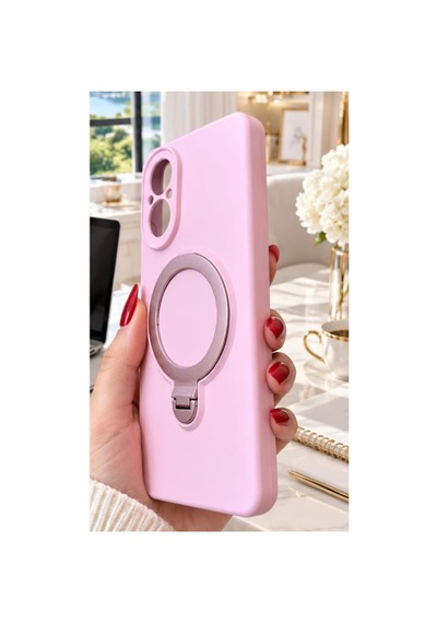 Realme C67 İle Uyumlu 360 Derece Dönebilen Kalın Metal Magsafe Halka Stantlı İçi Kadife Korumalı Ultra Lüx Premium Silikon Kılıf Pembe Realme C67 İle Uyumlu 360 Derece Dönebilen Kalın Metal Magsafe Halka Stantlı İçi Kadife Korumalı Ultra Lüx Premium Silikon Kılıf Pembe