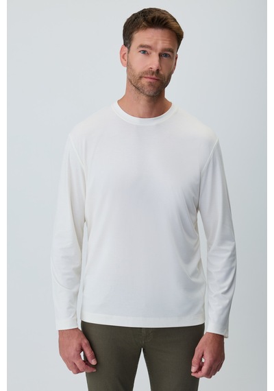 Morven Erkek Ekru Bisiklet Yaka Rayon Sweatshirt 27ks063001454 Ekru