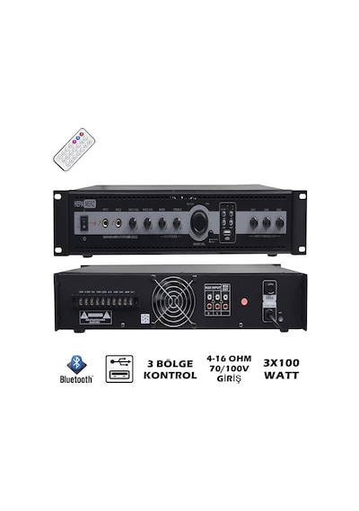 Hepa Merz Hm-3002 3 Bölgeli Anfi 300 Watt Trafolu Usb 3X100W