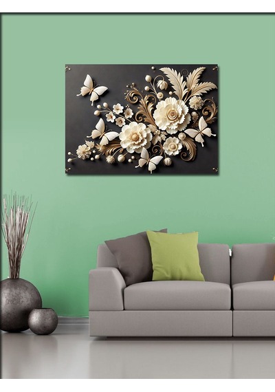 Kanvas Tablo Porselenden Çiçek Zarafeti 100cmx140cm