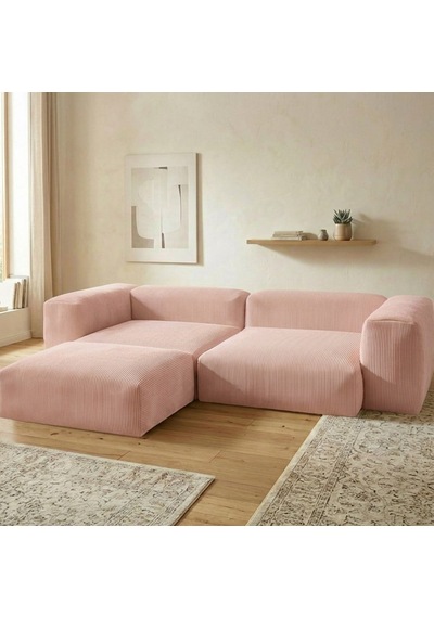 Relax Köşe Koltuk Takımı Sünger Koltuk Kanepe Divan Pembe