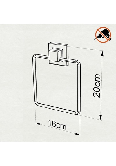 Tekno Tel Ef-234 Siyah Kare Havluluk Yapışkanlı/vidalı Deliksiz Metal Banyo Havlu Halkası Mat Siyah
