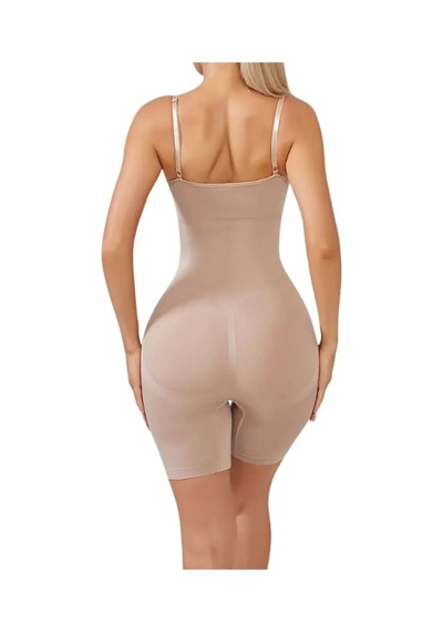 Momslab Kadın Toparlayıcı 2 Beden Küçülten Tam Boy Tulum Korse Bej1