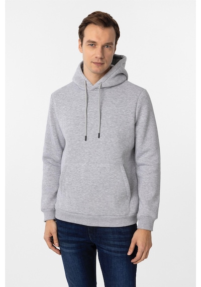 Süvari Gri Regular Düz Kapüşonlu Yaka Sweatshirt Gri