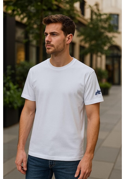 Markapia Man Erkek Bisiklet Yaka Basic Düz Kısa T-shirt Beyaz Xl