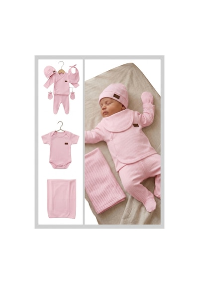 Bambık İmajbebe Raporlu Bebek Hastane Çıkışı Seti 7'li Pembe Pembe
