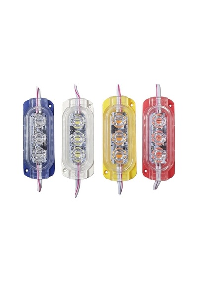 12 Volt 0.6 Watt Animasyonlu Çakar Modül Led 3 Ledli Kırmızı