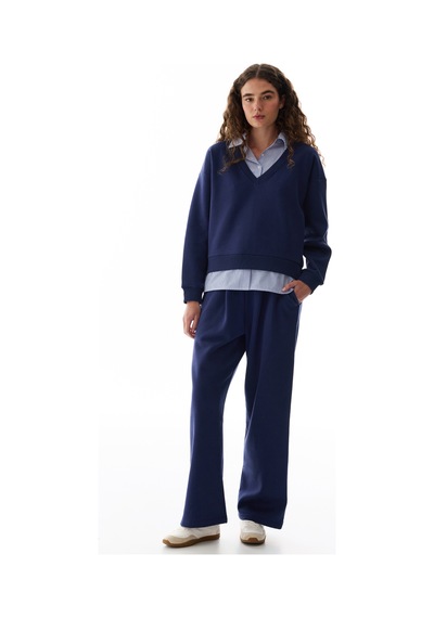 Penti Lacivert Gömlek Katmanlı Polo Yaka Sweatshirt