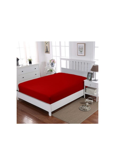 Lionas Lastikli %100 Pamuk Penye Çarşaf 140x200 Kırmızı