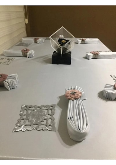 Kristal Monoray Kumaş A. Gri Sofra Takımı 8 Kişl. 160x220cm 17prç. - 724 Gri