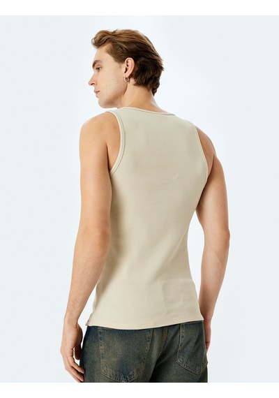 Koton Bisiklet Yaka Slim Fit Kolsuz Basic Atlet Bej 5sam30003mk Ekru