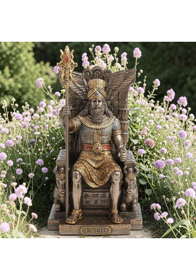 Dekoratif Enlil Biblo Wise Veronese Poliresin Mezopotamya Tanrısı Figürü 25 Cm .