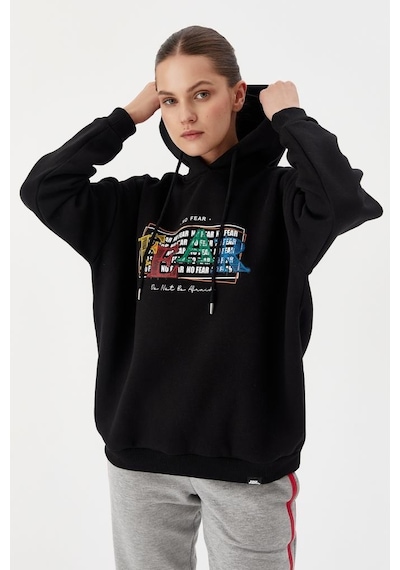 No Fear Kadın Sweatshirt Oversize Kapüşonlu Siyah 72476 001