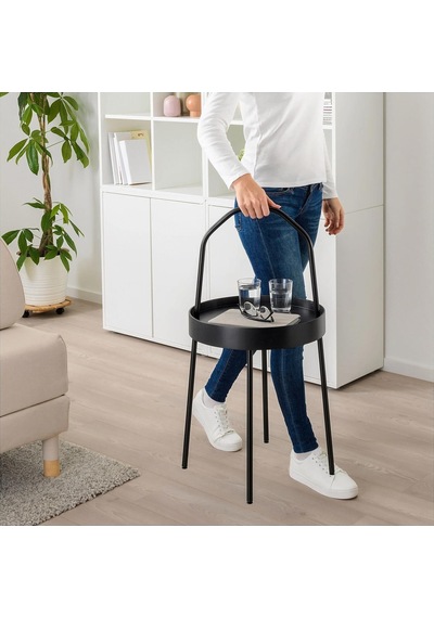 Kulplu Sehpa Siyah Renk Meridyendukkan 38 Cm Metal-taşınabilir Sehpa