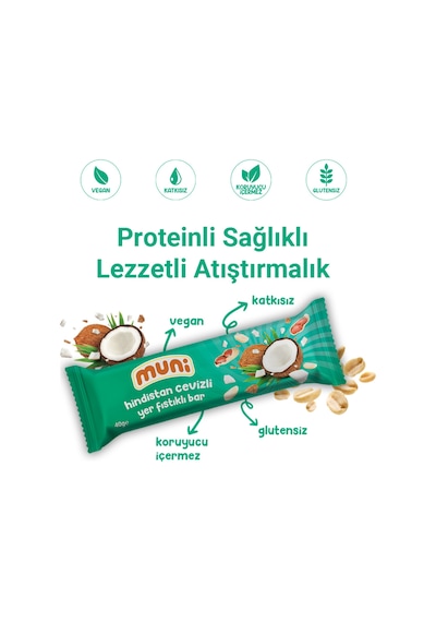 Hindistan Cevizli Yer Fıstığı Barı, 40 G X 12 Adet