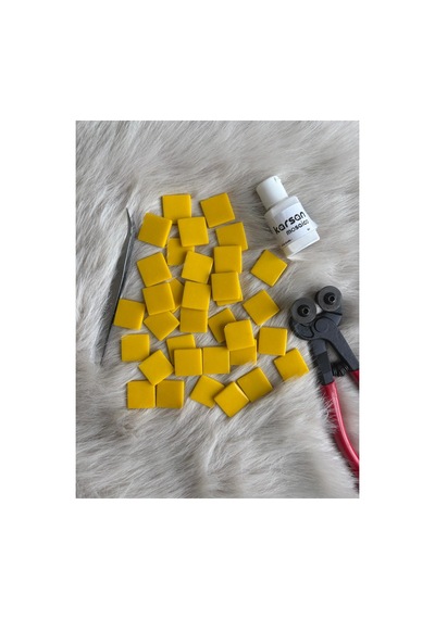 Sanatsal Mozaik Sarı 2,5x2,5cm Mozaik Sanatı Malzeme 100gr
