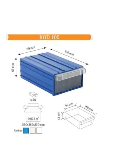 Sembol 105 Plastik Çekmeceli Kutu 110X170X65Mm (25 Adet)