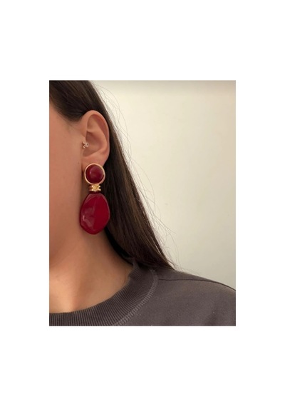 Lunarie Vintage Mürdüm Bordo Büyük Damla Küpe