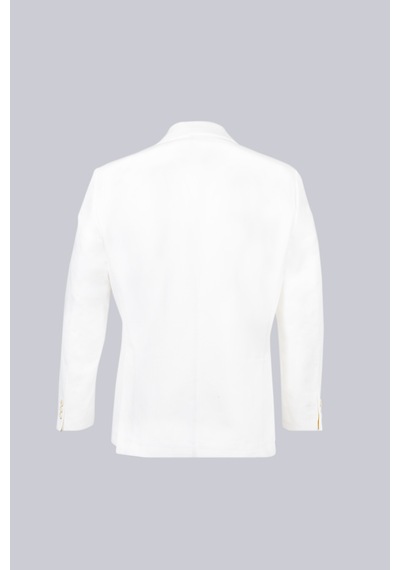 Hatemoğlu Beyaz Regular Fit Mono Yaka Casual Keten Ceket 27926 Beyaz