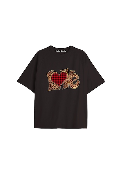 Kalic Studio Y2k Vintage Leopar Baskılı Siyah T-shirt Kod 168 Siyah-168