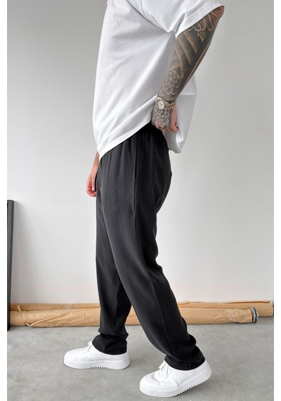 Siyah Modal Kumaş Baggy Pantolon