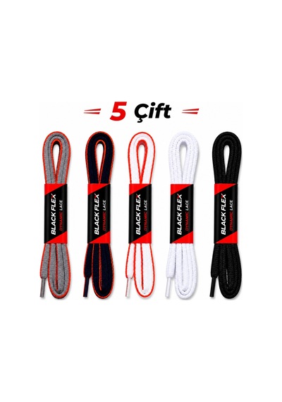 Black Flex Dynamic Lace İki Renk Bağcık Renkli Seri Beyaz - Siyah