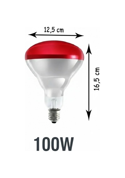 100w Kızılötesi İnfrared Isıtıcılı Hayvan Isıtma Ve Kuluçka Lambası Kırmızı Işık E27 Kalın Duy