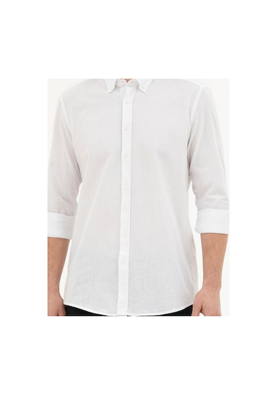Pierre Cardin Keten Karışımlı Regular Fit Uzun Kollu Gömlek 1834748 Beyaz