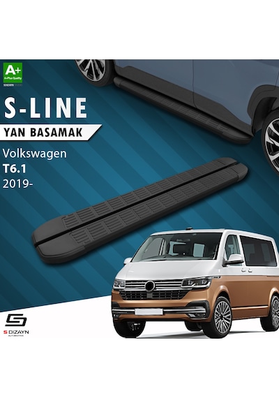 S-dizayn Vw Transporter T6.1 Kısa Şase S-line Siyah Yan Basamak 213 Cm 2019-2025 A+ Kalite