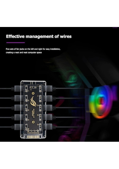 Asus ROG 3 Pin 11 Port ARGB Şerit LED 5V SATA FAN Çoklayıcı HUB