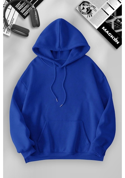 Macklin Unisex Kadın Erkek Uchiha Itachi Sırt Baskılı Özel Tasarım Kapşonlu Sweatshirt Mavi Mck1205 Mavi