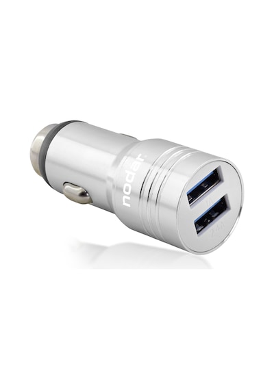 Araç Şarj Adaptörü 2x Usb 3.4a Metal - Gümüş Nd1075