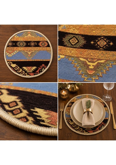 Bk Gift 6 Adet El Yapımı Anadolu İzleri Kilim Kumaşı Supla Koleksiyonu 27cm -7 Haki