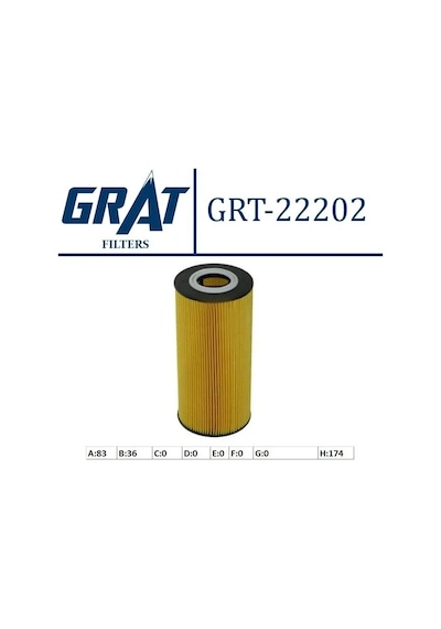Grat 22202 Yağ Filtresi Mercedes: Om604 Sprinter / Vito