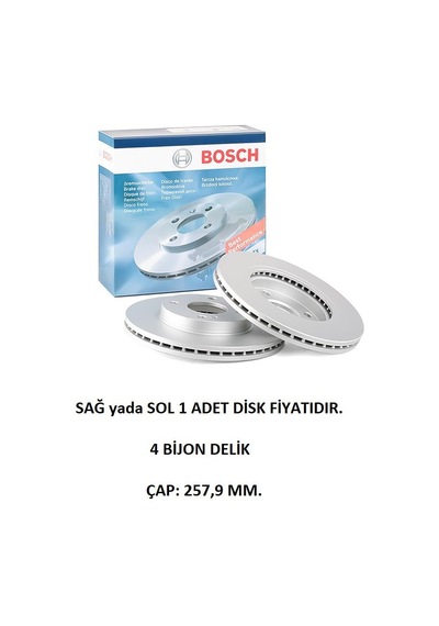 Ön Fren Disk Ford Fiesta 6 Mk6 2008-2018 1,0 1,25 1,4 1,6 1,4/1,5/1,6 Tdci 0986479566 1 Adet Bosch