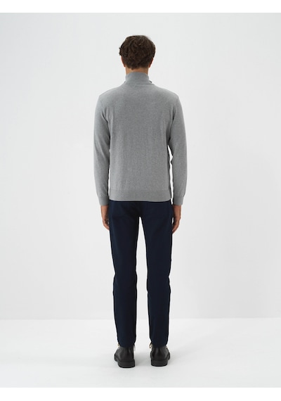Xint Gri Pamuk Dokulu Regular Fit Kazak 801866 Gri Melanj